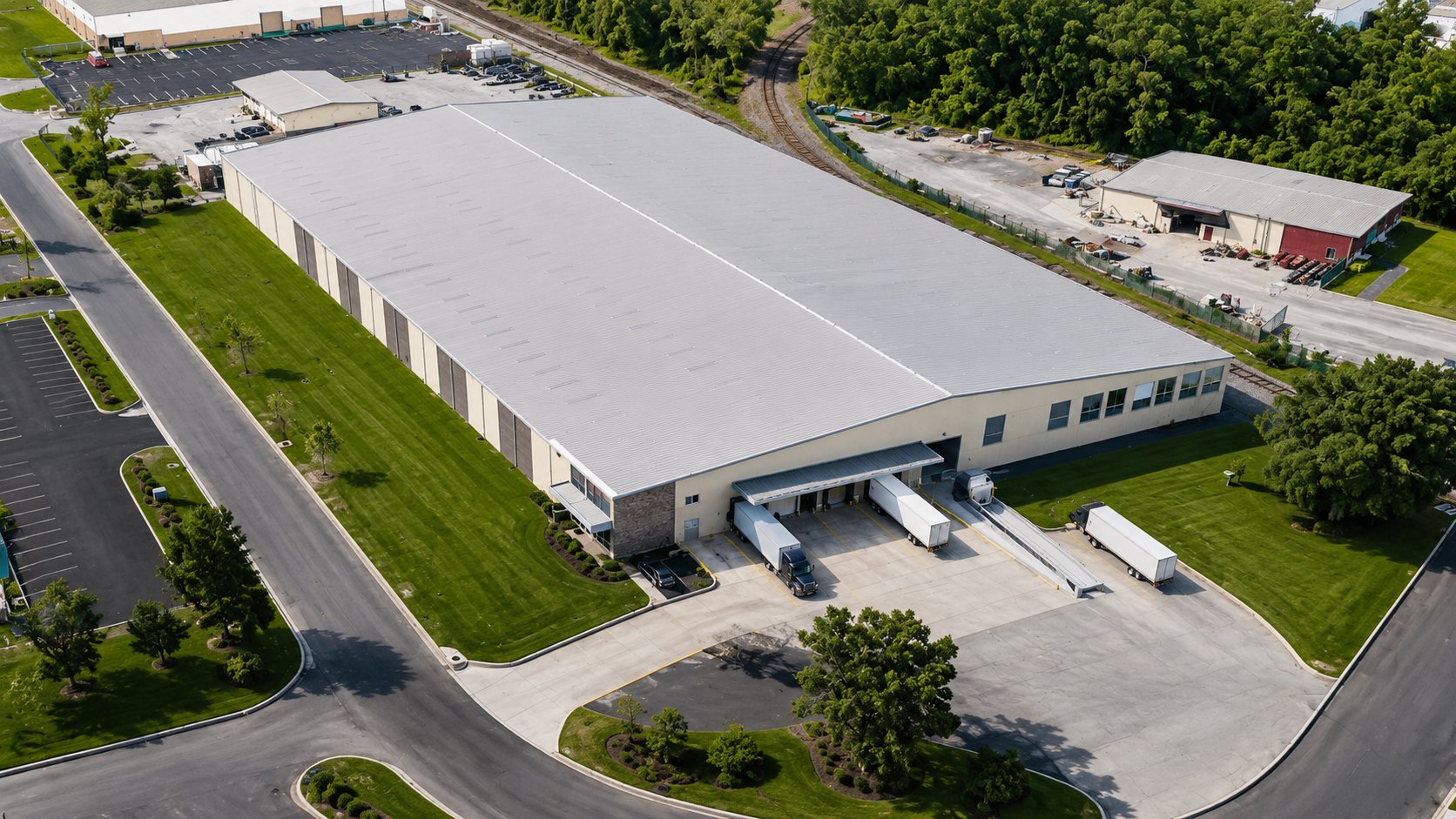 Aerial view of the Dockside Logistics Hanahan, SC facility near the Port of Charleston